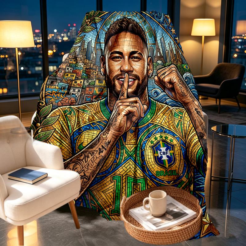 Neymar Jr spausdinta pledas - Minkštas ir patogus, miegamajam, kelionėms, sofai, namų dekoravimui - Gimtadienio Kalėdų dovana draugui
