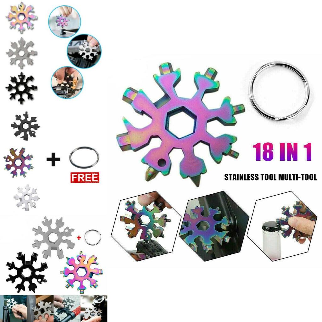 Compact And Durable 18 In 1 Snowflake Multi Tool With Convenient Key Chain Attachment