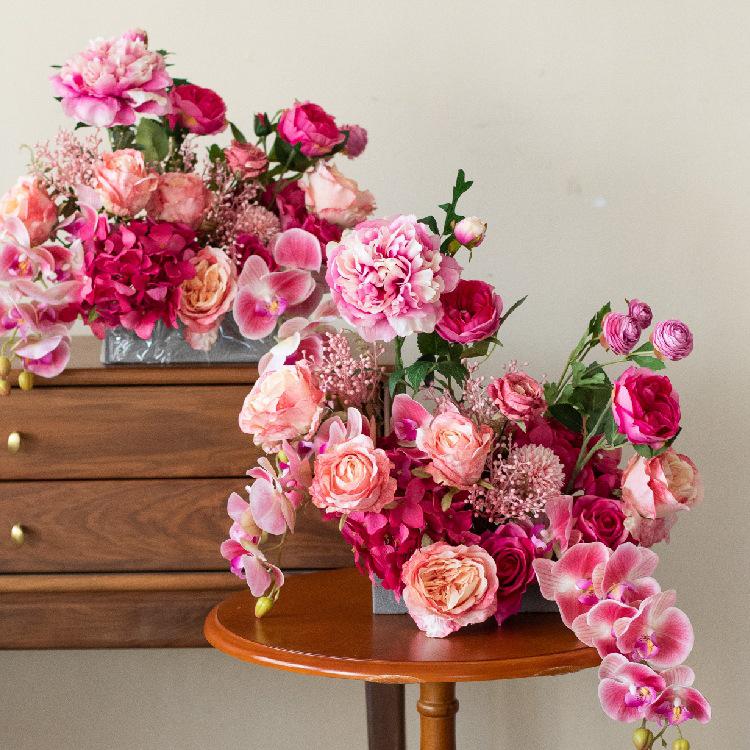 Silk Red Wedding Flower Arrangement for DIY Bedroom Decor