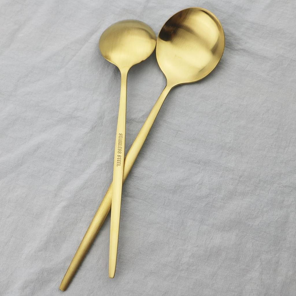 6Pcs/Set Black Cutlery Set Stainless Steel Dinnerware Spoons Set Coffee Dessert Spoon Dinner Tableware Set Kitchen Silverware Set