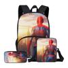 3 Piece Backpack Lunch Bag Pencil Case Set with Printed Design Durable Material Adjustable Straps Suitable for School Travel and Daily Use