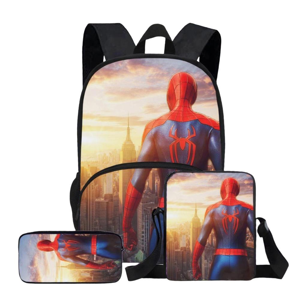 3 Piece Backpack Lunch Bag Pencil Case Set with Printed Design Durable Material Adjustable Straps Suitable for School Travel and Daily Use