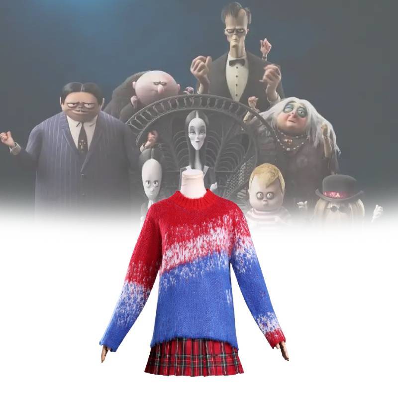 Family Addams 2 Character Cosplay Dress Polyester Fabric Game Anime Role Play