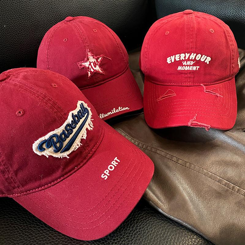 Winter Baseball Red Cap For Women Adjustable Hat Sun Protection Gift Fashion