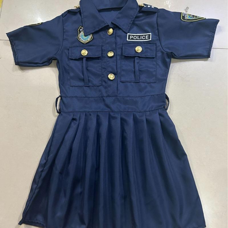 Halloween children's police uniform suit long sleeves, Halloween cosplay professional play male and female police uniform