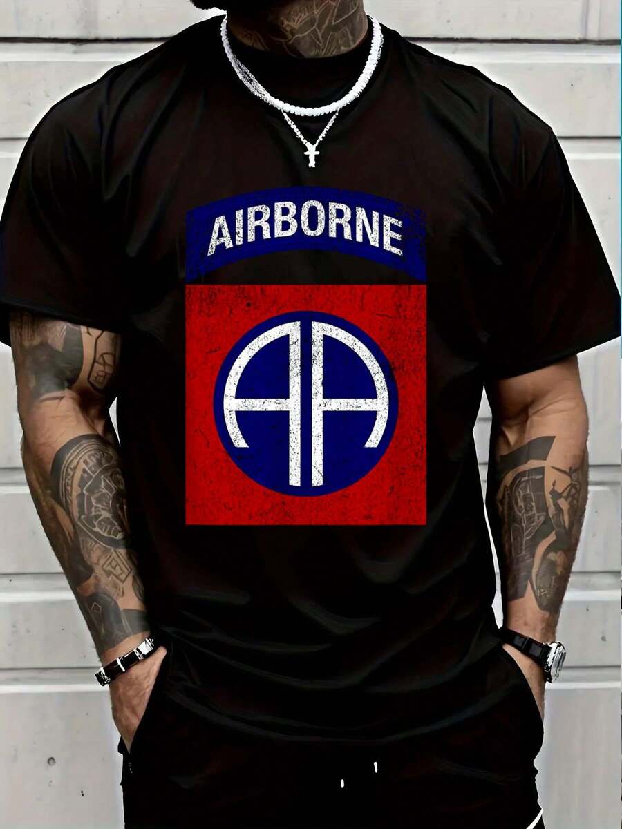 

Patriotic Military Distressed 82nd Airborne Printed Unisex T-Shirt S
