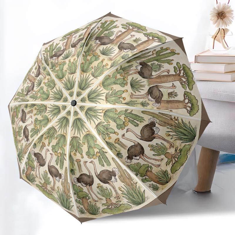 

1pc Sturdy 8-Bone Auto Umbrella, Lovely Capybara and Flower Umbrella, Digital Printed, Foldable Umbrella for On-the-Go Outdoor Use