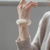 Women's Xinjiang Hotan White Jade Flat Bracelet - Natural Mutton Fat Concubine Jade