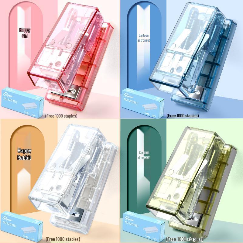 Clear Mini Stapler - Cute Macaron Solid Color Stapler for Students