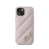 Karl Lagerfeld Diagonal Quilted Script - Etui Iphone 15 Plus / 14 Plus (Różowy)