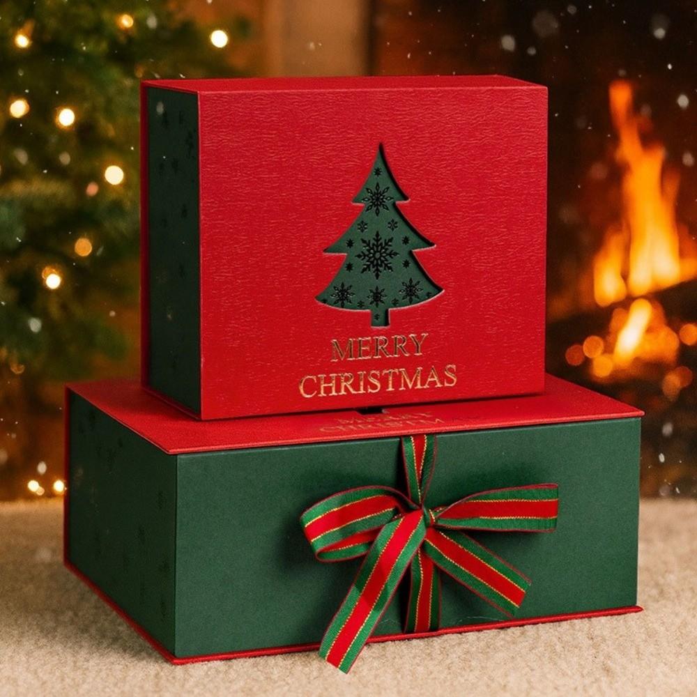 Xmas Tree Christmas Wrapping Box Flip-Top Holiday Wrapping Box Christmas Gifts Box Christmas