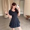 Korean Collegiate Style Doll Collar Shirt Dress, Summer High-end Sweet, First Love Waist-cinching Slimming Pleated Short Skirt