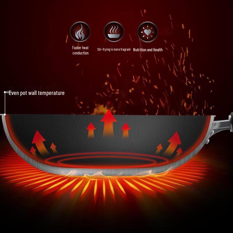 SUPOR 32cm Traditional Refined Iron Round Bottom Wok