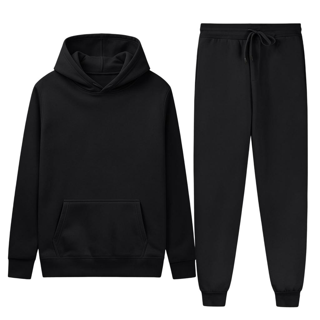Men's Fall Winter Hooded Pullover Sweatshirt Set for Casual Wear