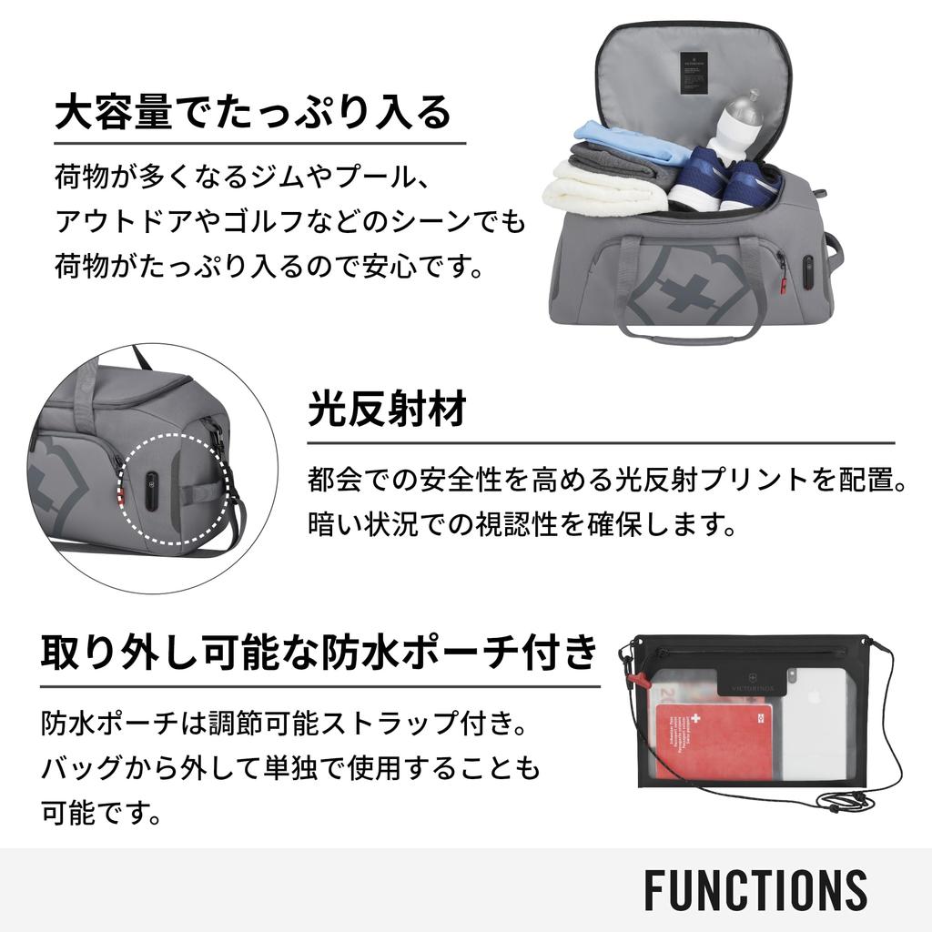 VICTORINOX Touring Sport Duffel Bag for Business Trips and Travel Stone Gray 612125 2.0 - Men's, Multifunctional,