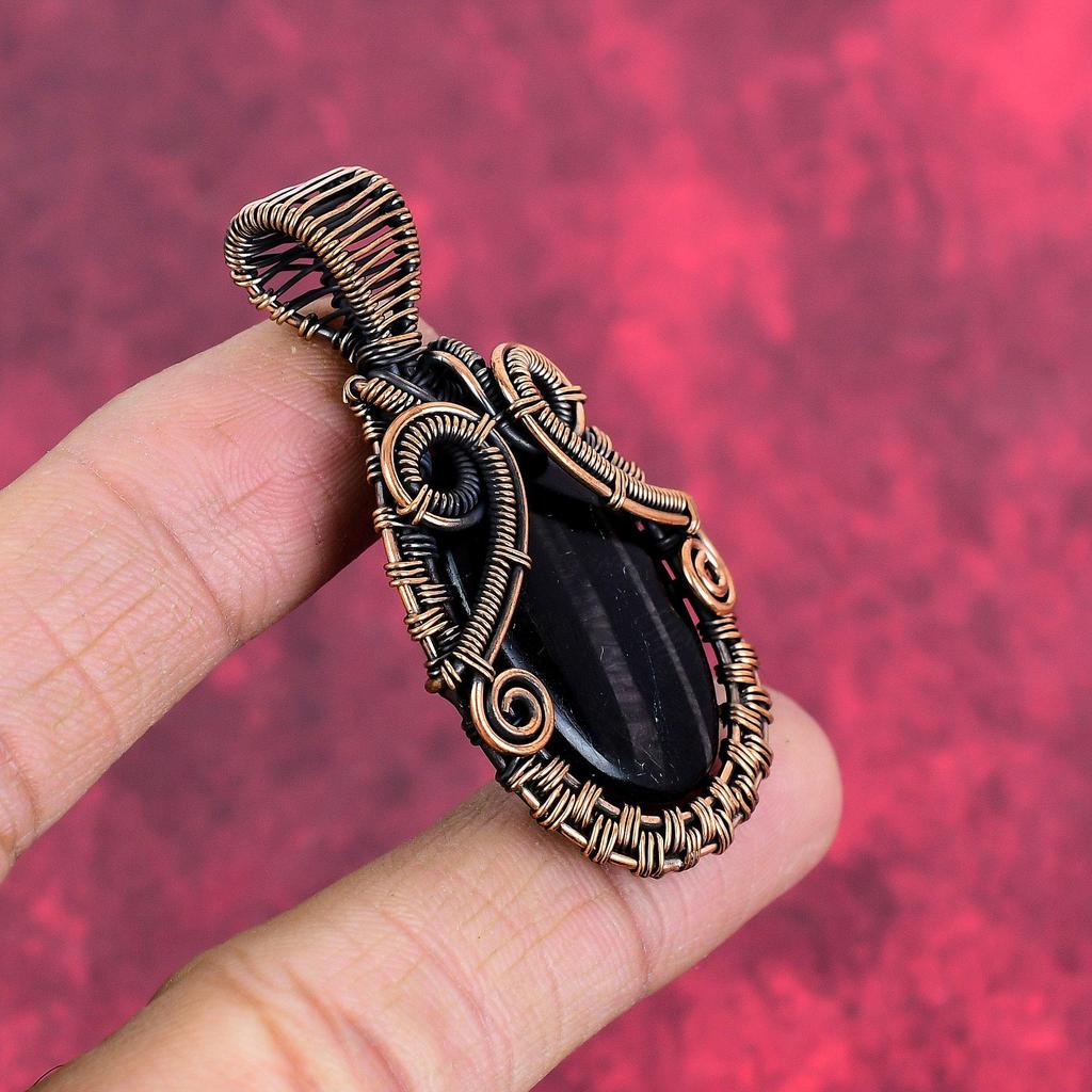 Hypersthene pendant copper wire wrapped jewelry handmade pendant Hypersthene gemstone jewelry gifts for wife copper pendant gifts for friend