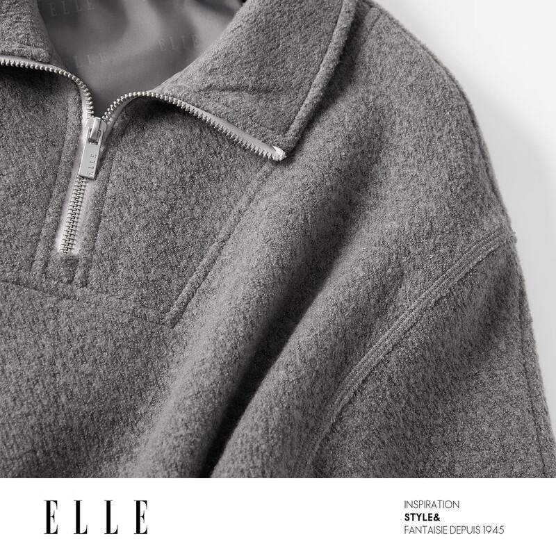 ELLE Women's Wool Blend Quarter-Zip Sweatshirt