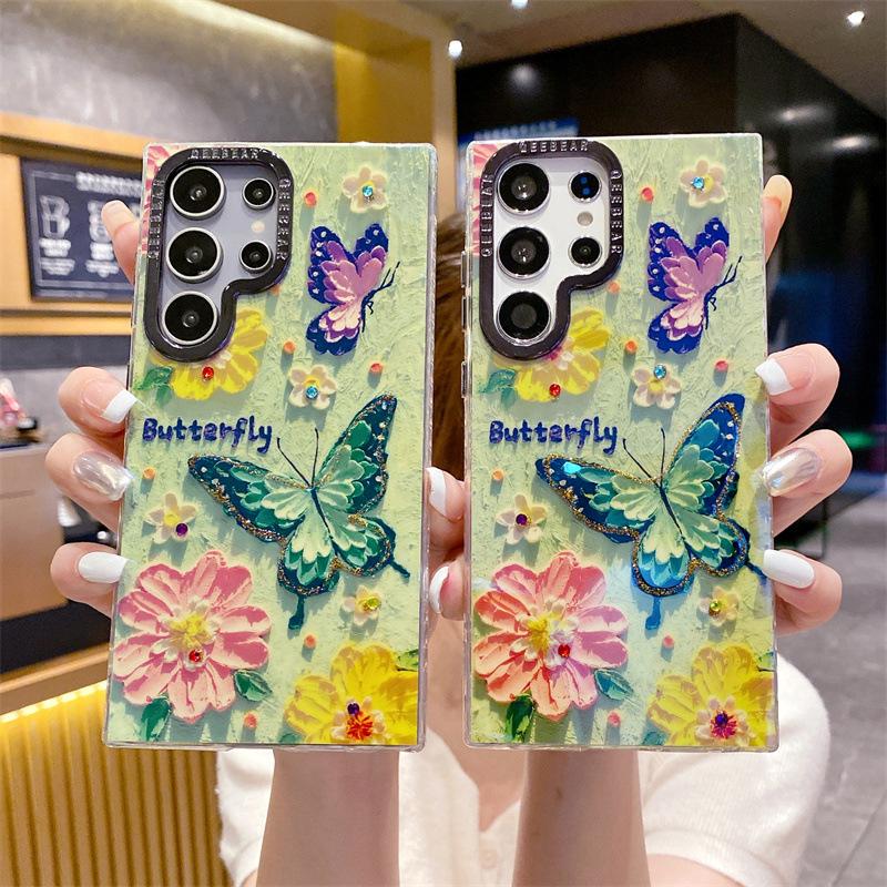 Three-dimensional Epoxy rhinestone rainbow butterfly Samsung s11plus mobile phone case s11ultra blue light s11 oil painting