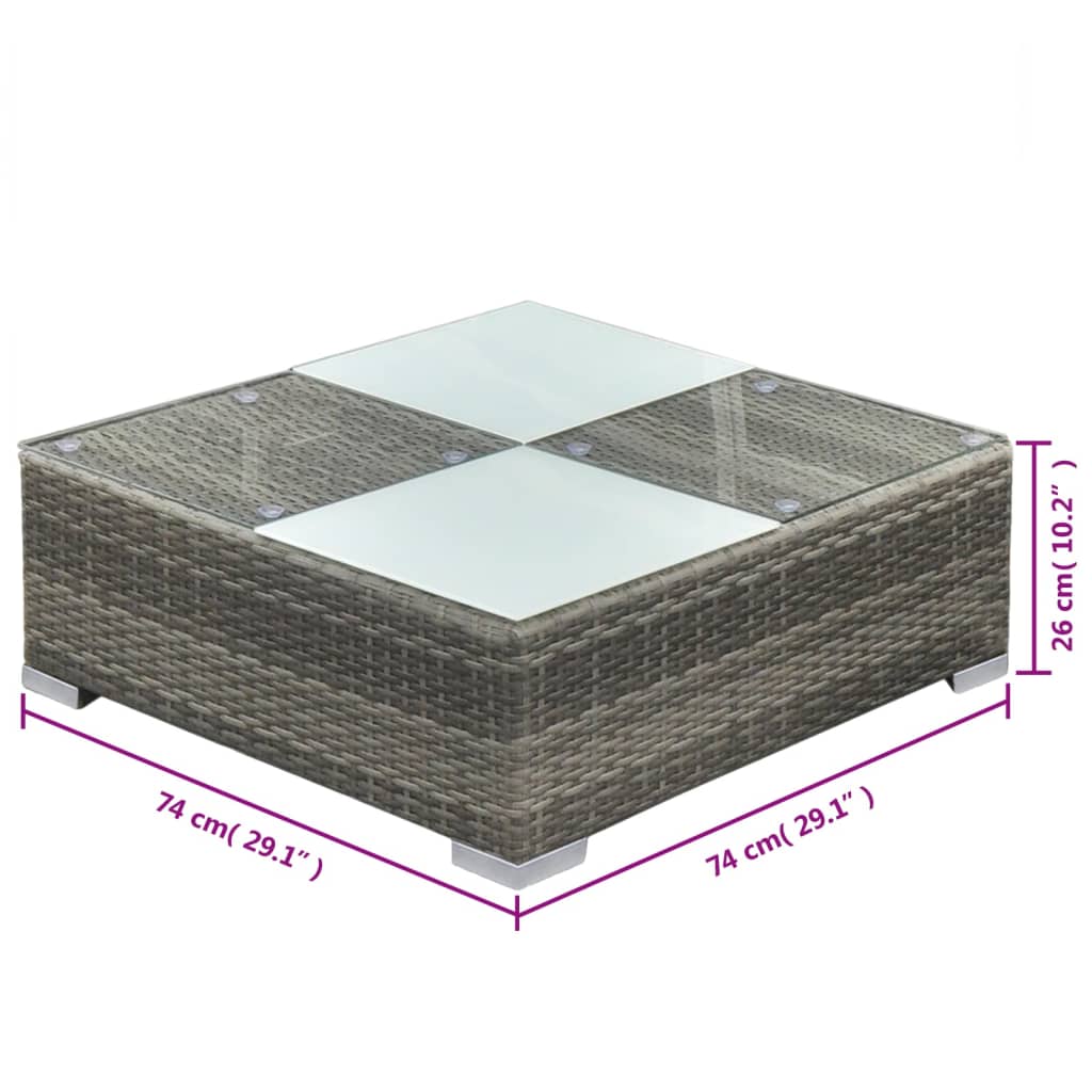 5 Piece Garden Lounge Set with Cushions Poly Rattan Grey