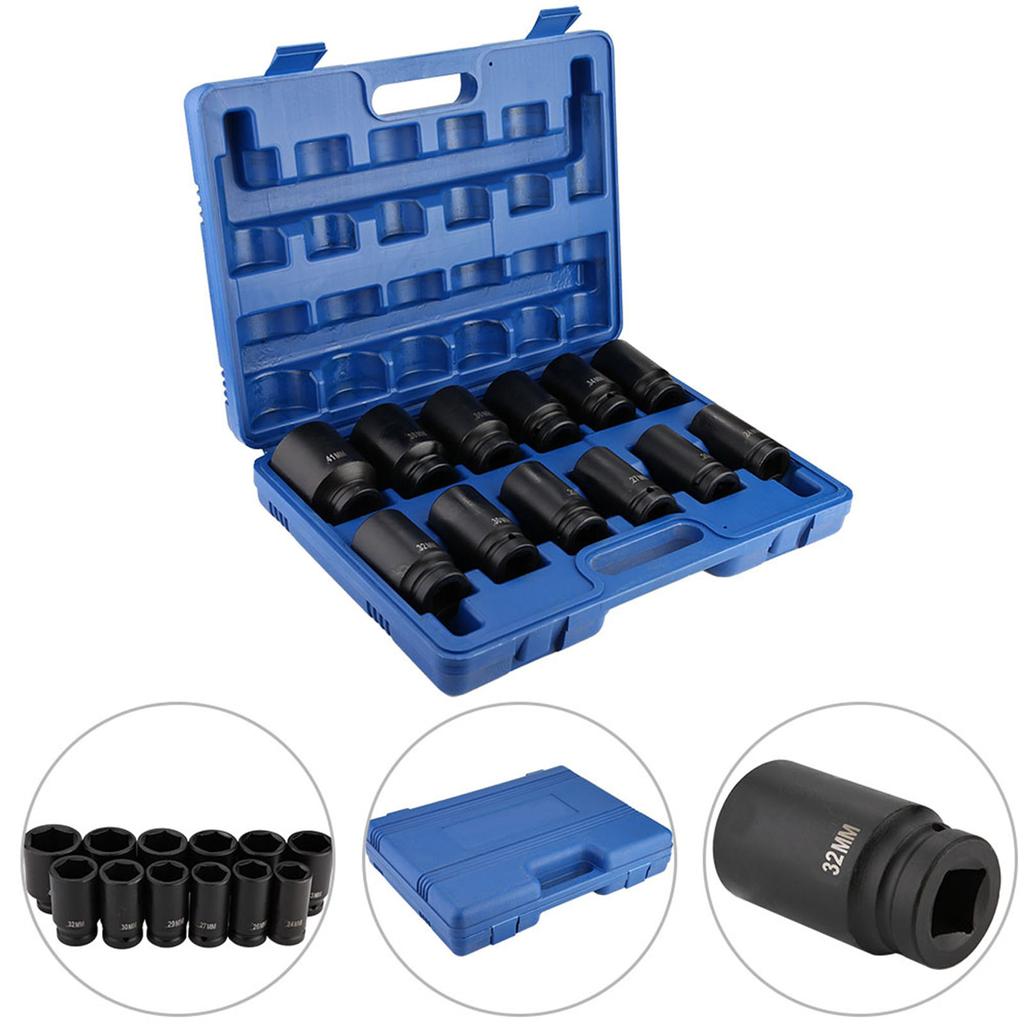 12pcs 3 4 Inch Durable Drive Deep Impact Socket Set 24‑41mm