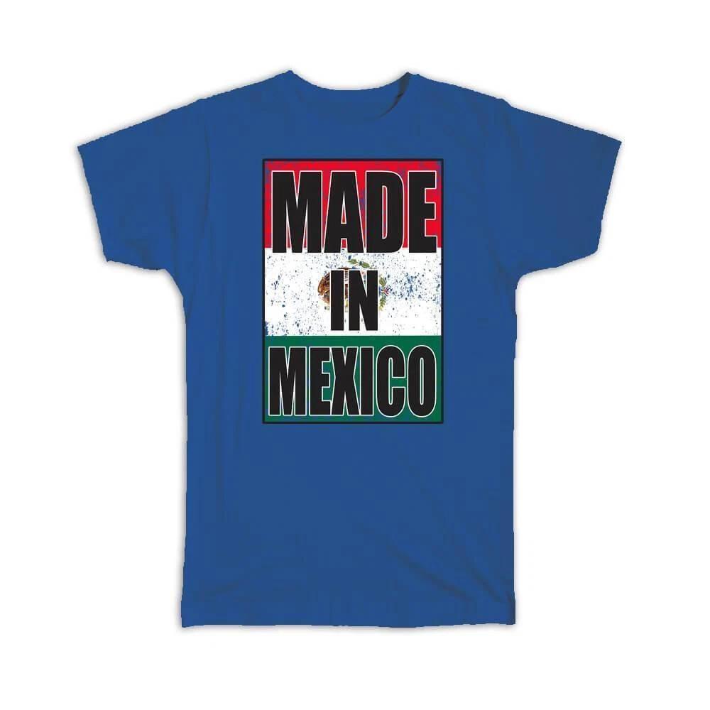 

Gift T-Shirt : Made In Mexico Flag Retro Artistic Mexican Expat Country M