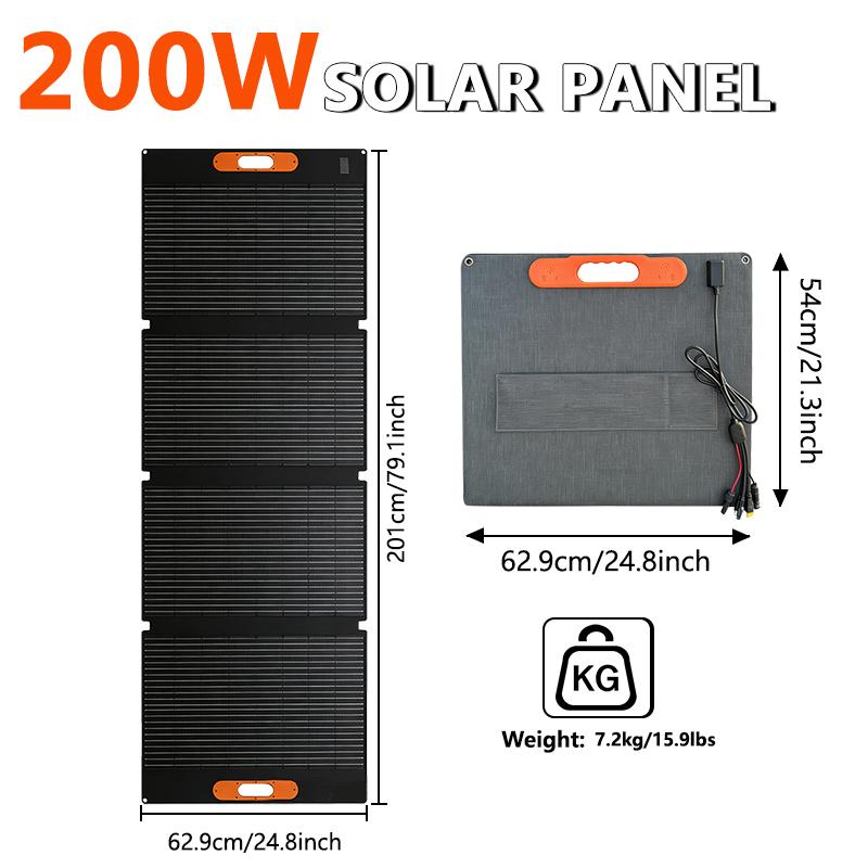 Foldable 200W Flexible Solar Panel Solar Charger Monocrystalline Solar Cell Waterproof for 600W Power Station Camping Solar RV