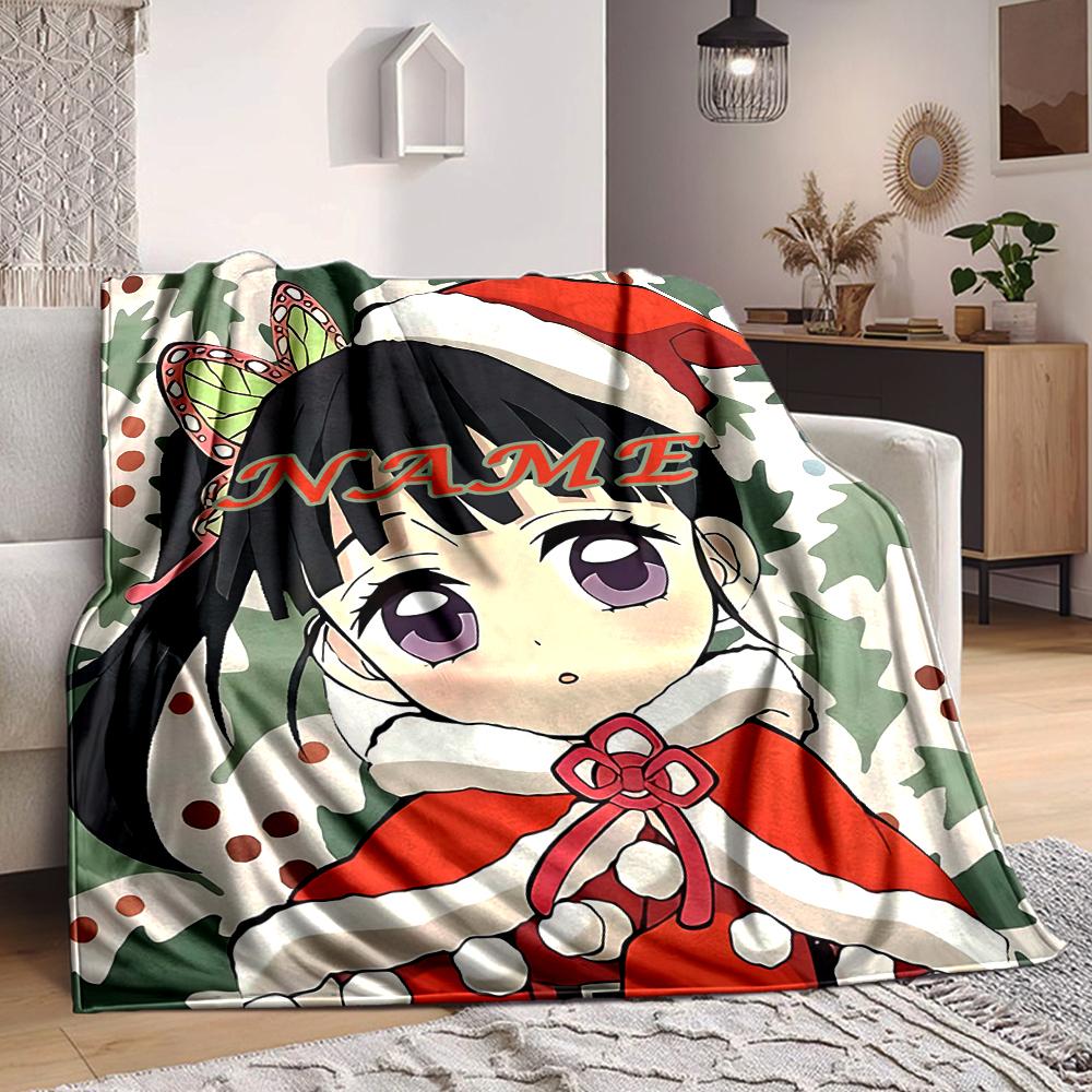 Custom 1pc Christmas Anime Character Blanket, Soft And Comfortable Blanket, Casual Warm, Camping Travel Blanket, Birthday Gift Q91219