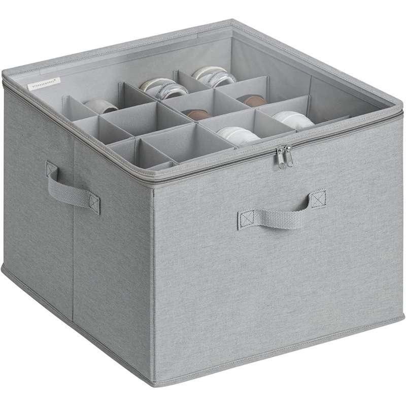 Foldable Shoe Organizer, Fabric Shoe Hanger with Cover, Adjustable Dividers for Shoe storage drawer Box Container Cube Box