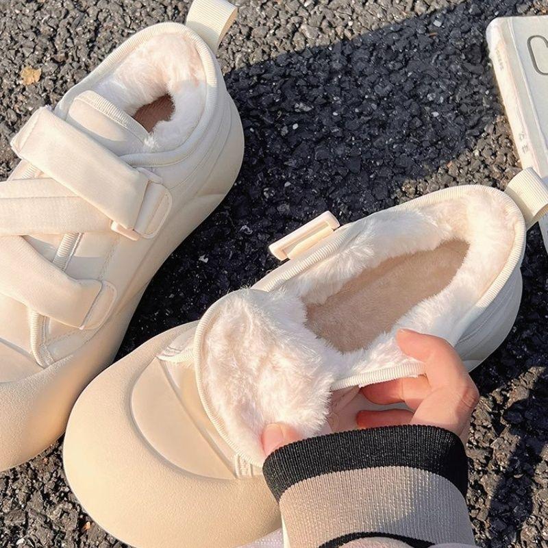 

Зимние новые женские универсальные хлопковые туфли на толстой подошве из вельвета на липучке 40