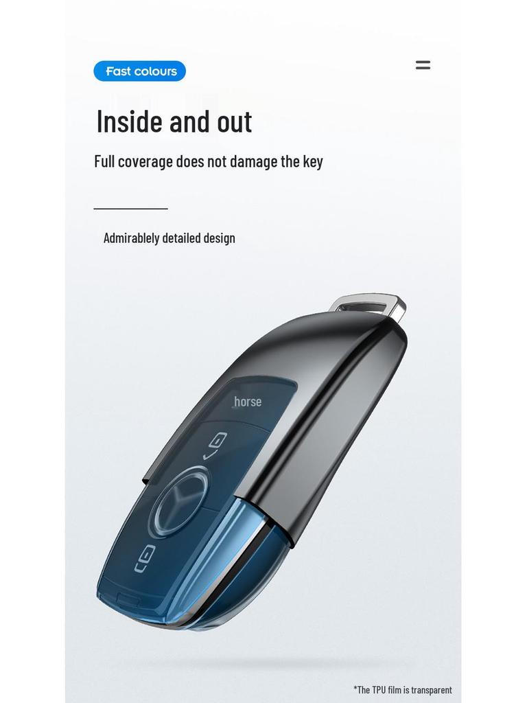 Aluminum Alloy Car Key Case for Mercedes-Benz E-Class, S-Class, C260L, E200 - Full Wrap Key Cover