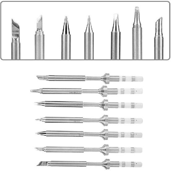 TS100 Soldering Iron Tips 7 Types Portable Mini Soldering Iron Tips Stainless Steel Replacement for TS100 Soldering Iron TS-KU, TS-B2, TS-D24,