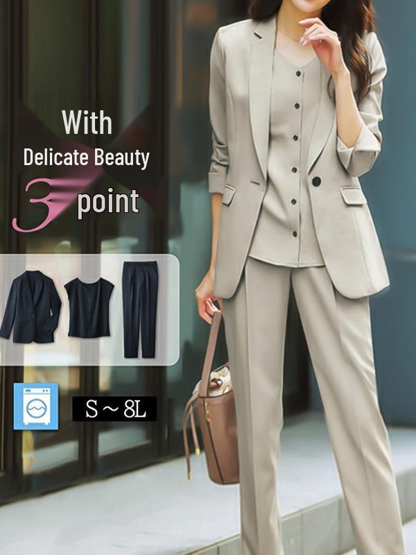 

2026 Women s High-End Japanese & Korean Style Casual Three-Piece Suit Vest Set for Spring & Autumn S