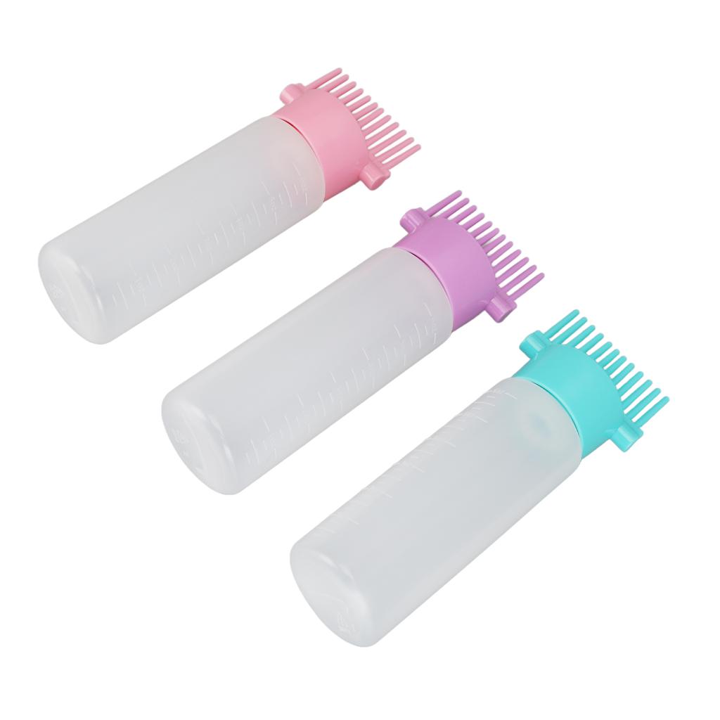 3pcs Root Comb Applicator Bottle for Hair Dye Graduated Scale Squeeze Hair Oil Applicator Brush 6 Oz