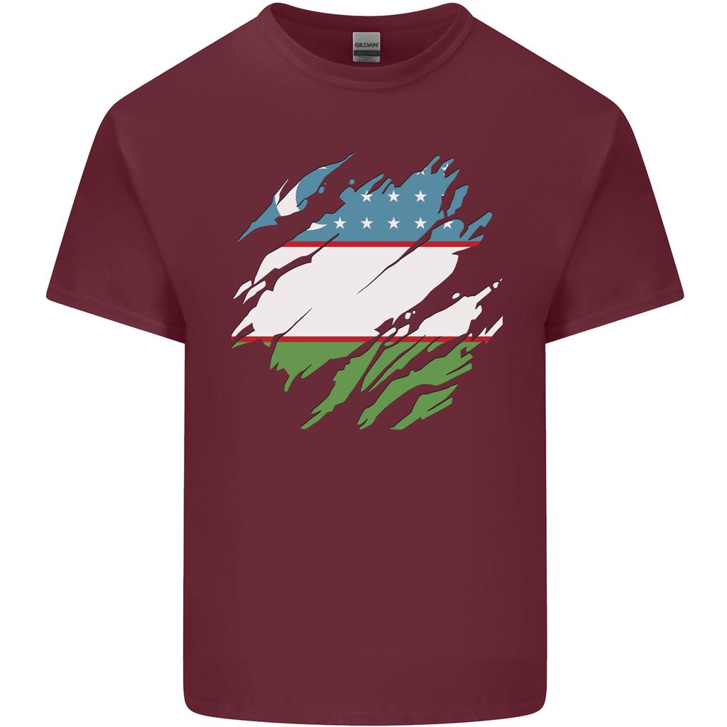 Torn Uzbekistan Flag Uzbek Day Football Unisexs Light Cotton TShirt