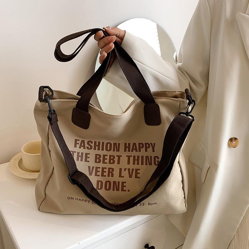 Simple Canvas Large-Capacity Shopping Bag Bag Women'S Lazy Style Single Shoulder Fashion Japanese Messenger Bag Tide