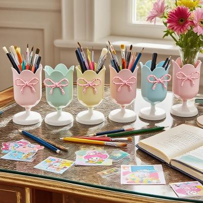 Porta-canetas Tulipa Organizador de Mesa Fofo para Meninas Estudantes Copo de Lápis Multifuncional Decoração de Mesa para Casa Escola Escritório