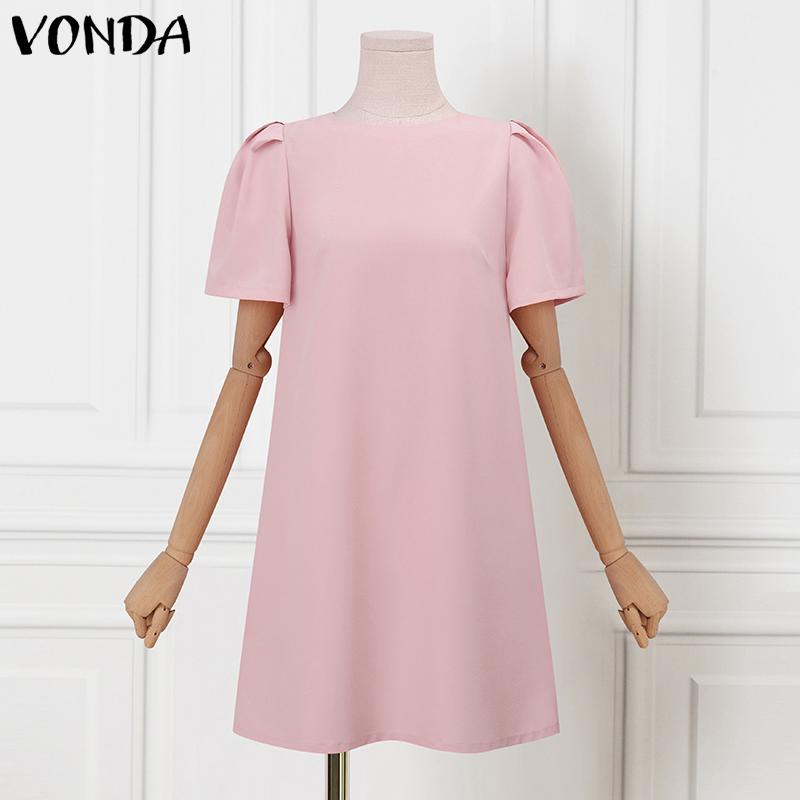 

VONDA Летнее женское повседневное простое мини-платье с коротким рукавом