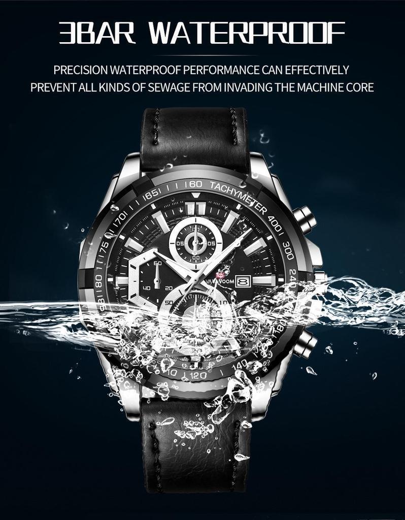 Men's Luxury Leather Strap Supercar Racing Waterproof Sports Watch