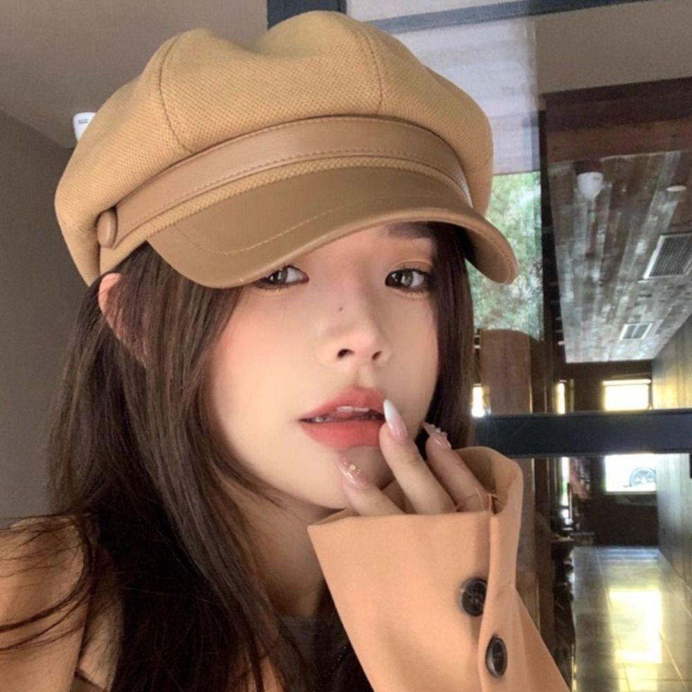 Windproof Painter Octagonal Cap Cotton Panama Cap Retro Beret Hat  Autumn Winter