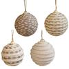 Christmas Ball Ornament Linen Design Rustic Distressed Hanging Ball Xmas Tree Decor Farmhouse Ornament
