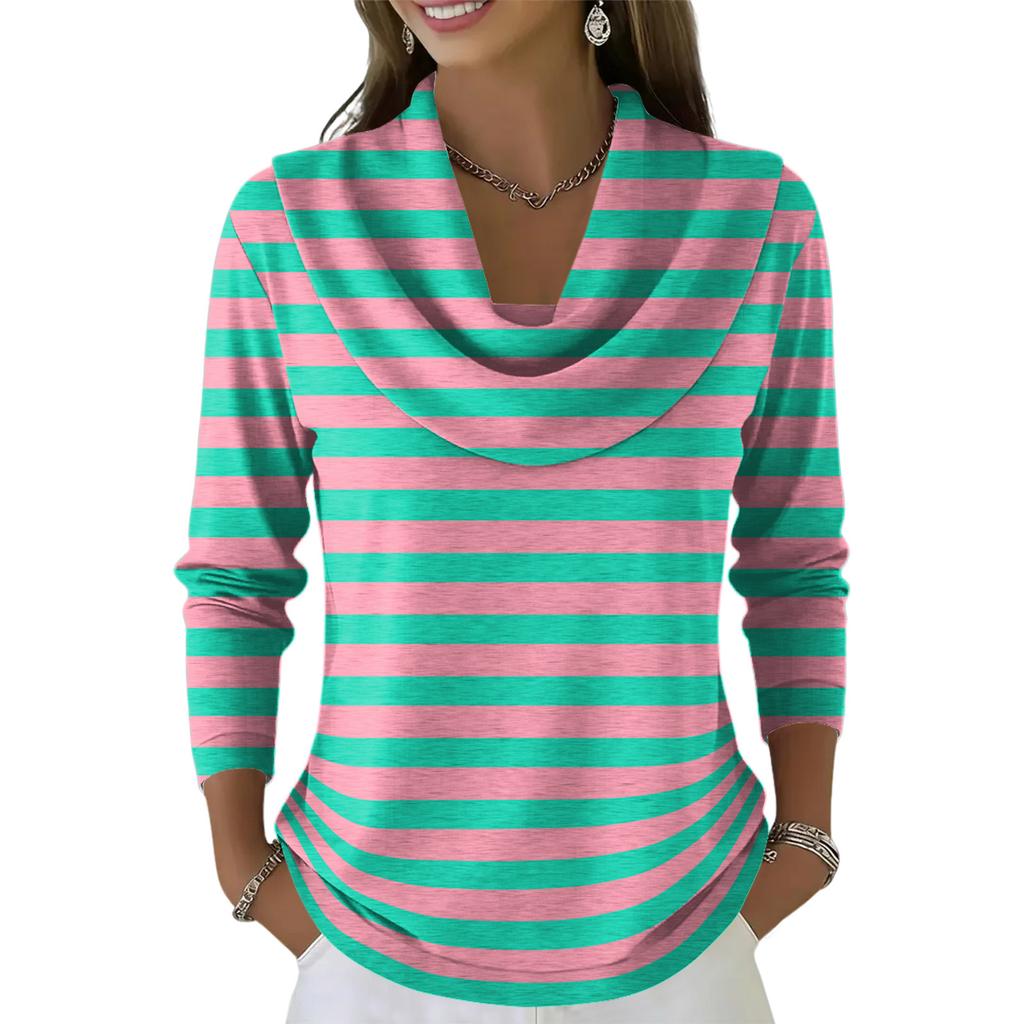 Women's Casual And Fashionable Round Neck Long Sleeved Printed Top Sweater