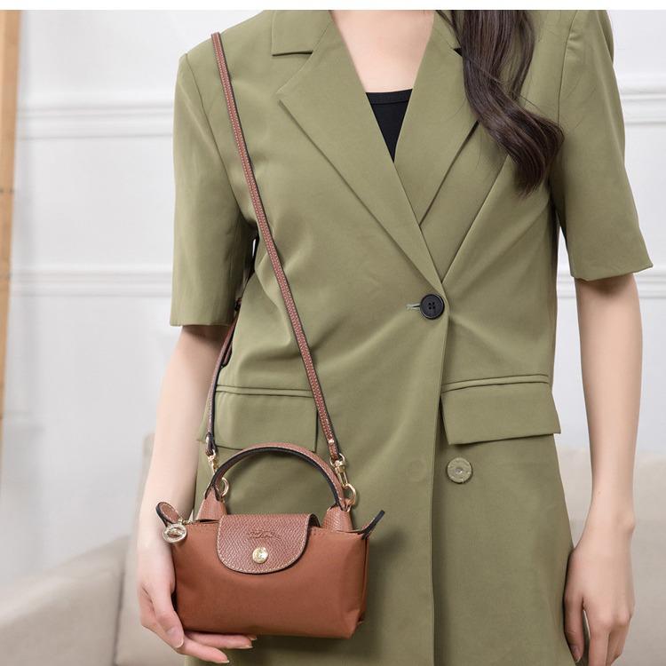 Longxiang Mini Dumpling Crossbody Bag with Genuine Leather Shoulder Strap