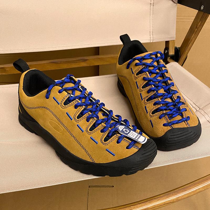 Outdoor Casual Sneakers for Men Camping Leisure Non-slip Hiking Shoes Couple Size 35-45 Soft Breathable Hard-wearing Cow Suede