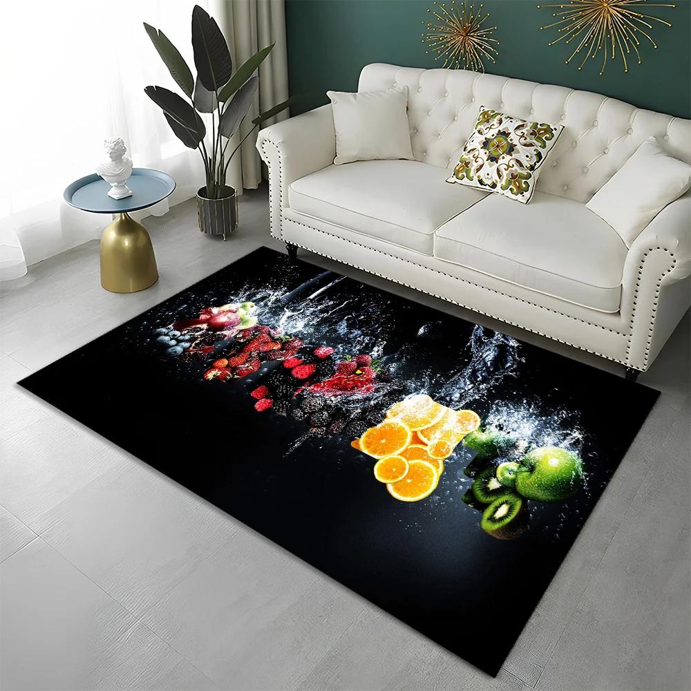 3D Cute Fruit Cartoon HD Carpet Rug for Home Living Room Bedroom Sofa Kitchen Doormat Decor,Child Area Rug Non-slip Floor Mat