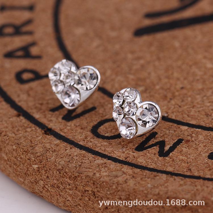 Flower Zircon Earrings, Pearl Studs, Ladies' Heart-shaped Geometric Set with Zirconia Gemstone Accessories Earrings