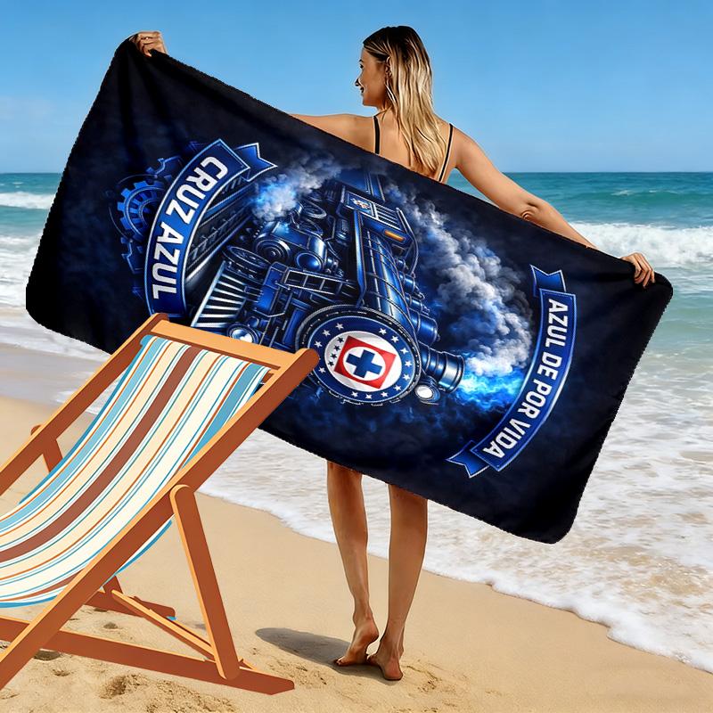 Cruz Azul Print Beach Towel, Large Soft Quick Dry Towel for Beach Camping Swimming