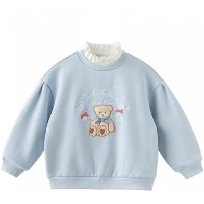 DAVE & BELLA Girls' Fake Two-Piece Half-High Collar Sweatshirt