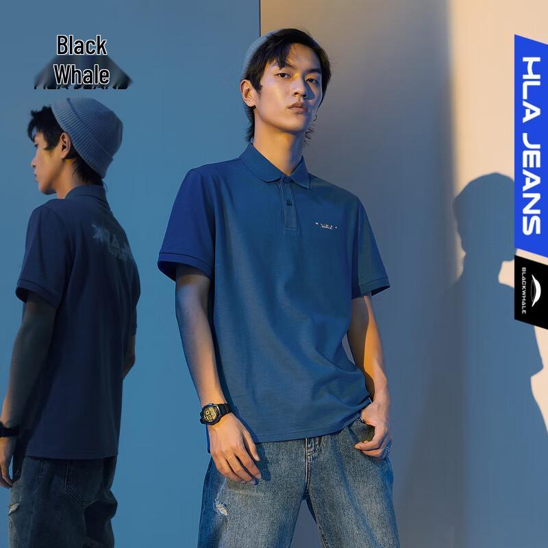 HLA Black Whale Men s Back Print Short Sleeve Polo Shirt XXXL