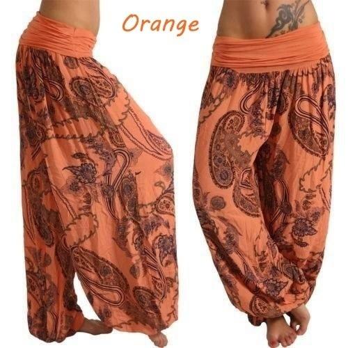 Women's High Waist Printed Harem Pants Loose Wide Leg Long Trousers Elastic Fold Waist Casual Bohemian Digital Print Baggy Pants