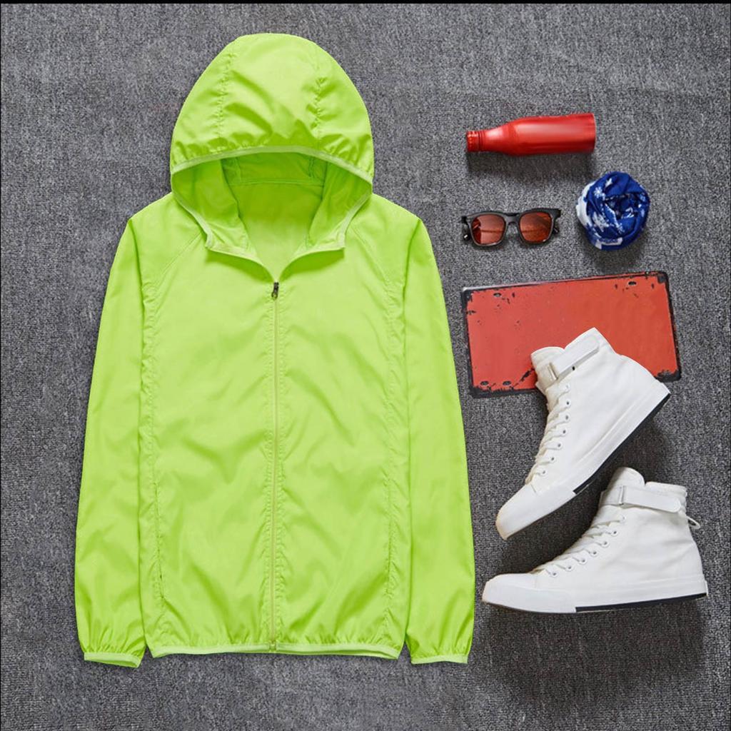 Women's Solid Colored Hooded Long Sleeved Jacket, Windbreaker, Sun Jacket, Outdoor Sports Jacket